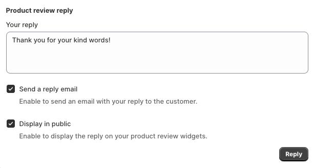 Product review reply section
