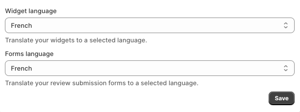 Widget and review form translation section